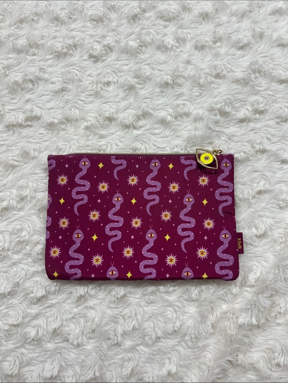 IPSY Purple Snake & Eye Print Makeup Bag